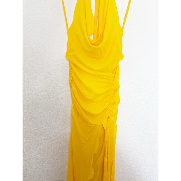 NWT Revolve Indah JLo's Evening Gown Small Limoncello Yellow Mesh Resort Wear - Picture 9 of 14